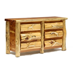Rustic Cedar and Antler Chest of Drawers