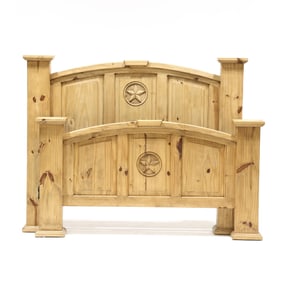 Southwestern Style Carved Pine Queen Size Bed