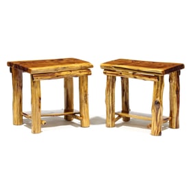 Pair of Natural Cedar Side Tables