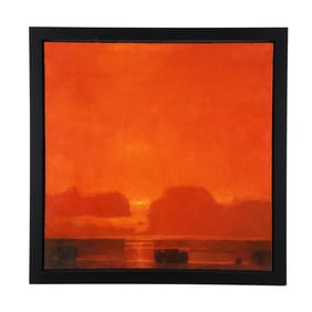Contemporary Abstract Painting of an Orange Sunrise