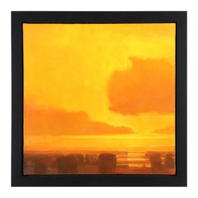 Contemporary Abstract Painting of a Yellow Sunrise