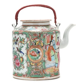 A Chinese Export Porcelain Rose Medallion Teapot