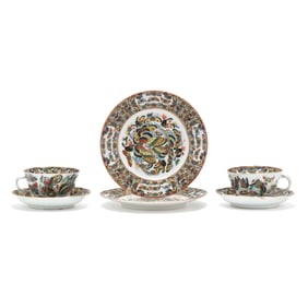 A Chinese Export Porcelain Thousand Butterflies Tea Set for Two