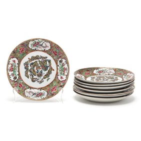 A Set of Eight Chinese Export Porcelain Thousand Butterflies