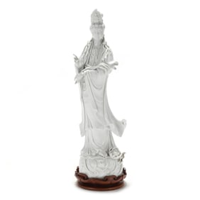 A Large Blanc de Chine Guanyin Sculpture