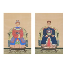 A Pair of Chinese Ancestor Portraits