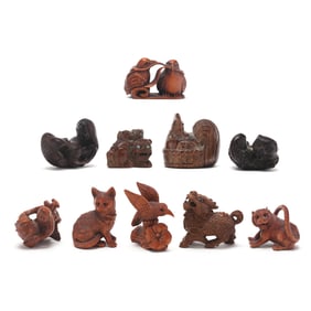 A Collection of Ten (10) Japanese Netsuke