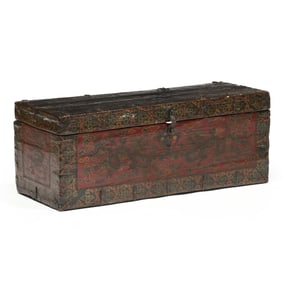 Tibetan Lacquered Trunk Decorated with Dragons