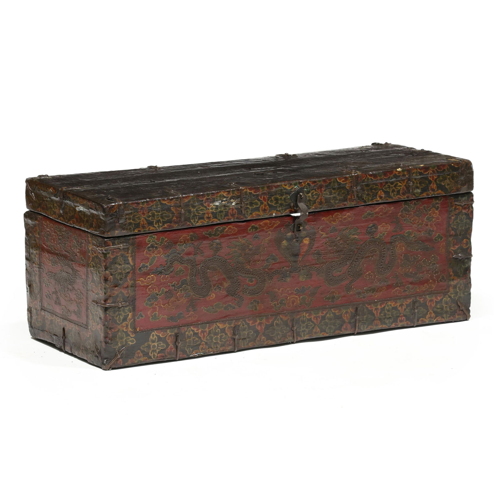 Tibetan Lacquered Trunk Decorated with Dragons