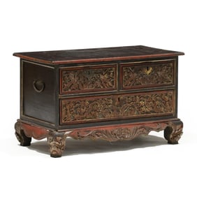 Tibetan Carved and Painted Diminutive Chest