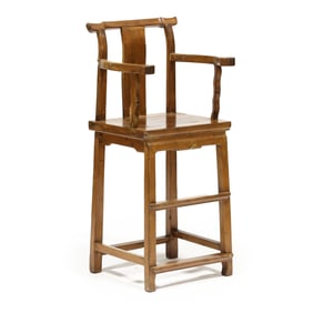 Chinese Carved Wood Child's Highchair