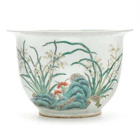 A Chinese Porcelain Famille Rose Jardiniere