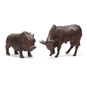 Two Asian Hollow Cast Bronze Animal Figurines