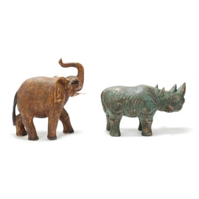 Two Southeast Asian Carved and Painted Wood Animals