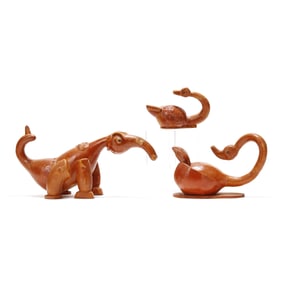 Three North Carolina Folk Art Gourd Animal Sculptures