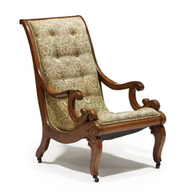 attributed Thomas Day, Classical Carved Walnut Chair