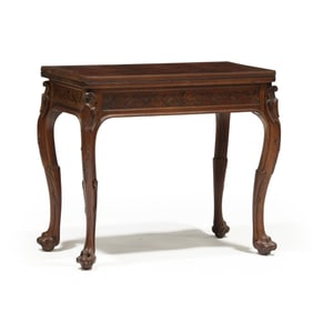 American Renaissance Revival Burl Wood and Walnut Game Table