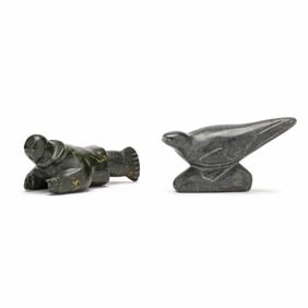 Two Signed Carved Stone Inuit Carvings