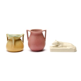 Rookwood Pottery, Two Vases and a Paperweight