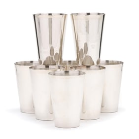 Set of Eight Mexican Sterling Silver Cocktail Tumblers