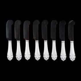 Set of Eight Georg Jensen Lily of the Valley Sterling Silver Butter Spreaders