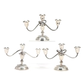 Set of Three Gorham Sterling Silver Candelabra