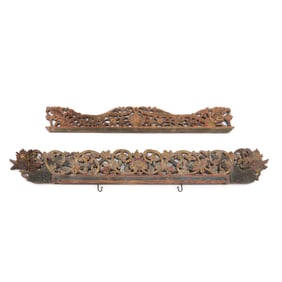 Two Southeast Asian Carved and Painted Architectural Panels