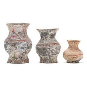 A Group of Three Chinese Painted Pottery Tomb Vessels