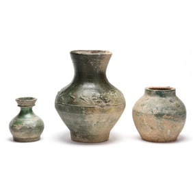 Three Chinese Green Glazed Vessels