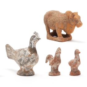 A Group of Chinese Pottery Painted Tomb Animals