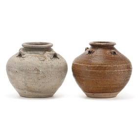 Two Chinese Pottery Pots with Lug Handles