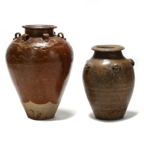 Two Large Chinese Pottery Multi-Handled Vessels