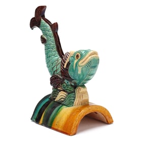 A Chinese Glazed Fish Roof Tile