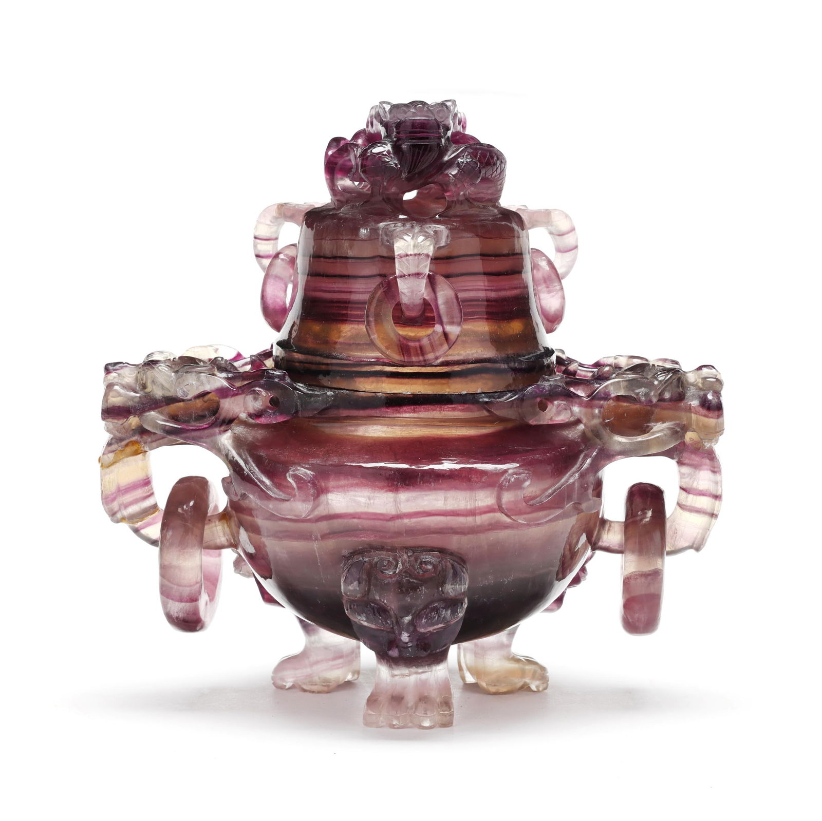 A Chinese Carved "Blue John" Censer with Cover (1 of 9)