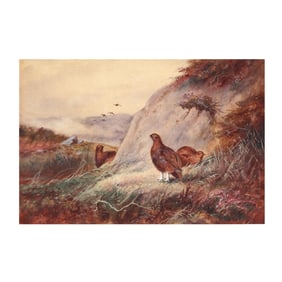 R. G. Campbell (20th Century), Partridges in a Landscape