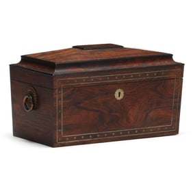 Antique English Inlaid Rosewood Tea Caddy