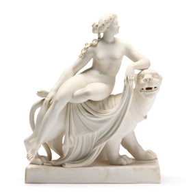 Antique Minton Parian Ware Ariadne and the Panther