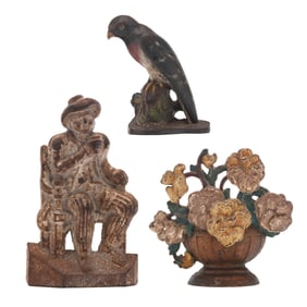 Three Vintage Cast Iron Doorstops, including Souter Johnnie