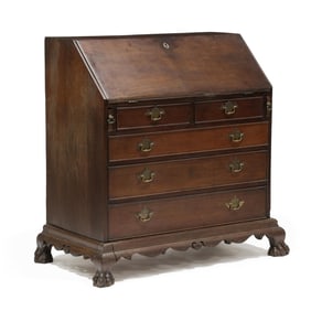 Unusual Anglo-Dutch Hardwood Slant Front Desk on Frame