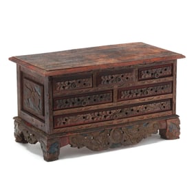 Southeast Asian Carved and Gilt Diminutive Chest