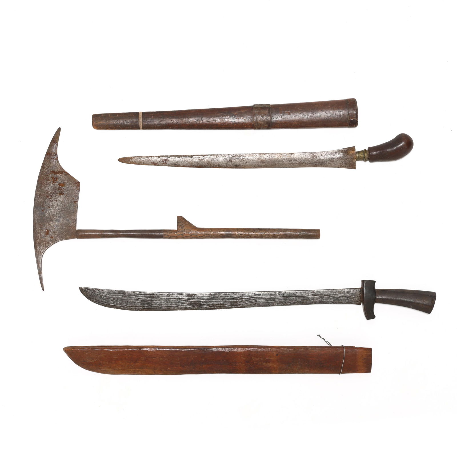 Two Southeast Asian Long Knives and a Classic Headhunter's Axe (1 of 3)