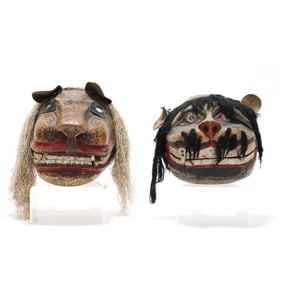 Two Indonesian Ceremonial Dance Masks