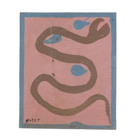 Mose Tolliver (American, 1925-2006), Guinea Snake Crawling Around Puddles of Water