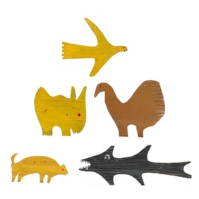 Reuben Aaron Miller (American, 1912-2006), Five Folk Art Animals