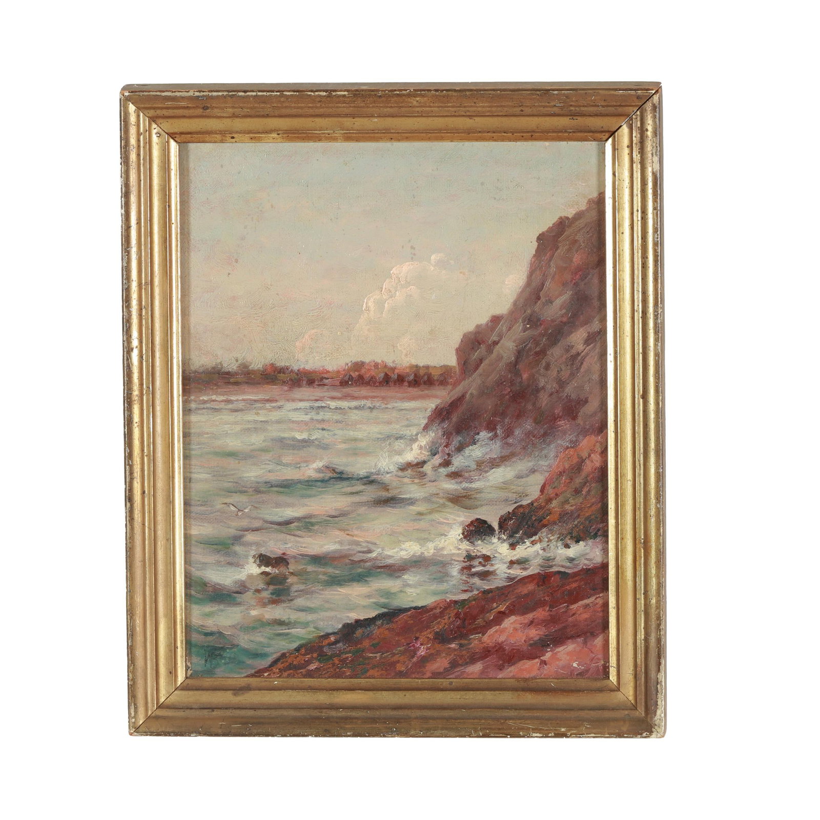 Gamaliel Waldo Beaman (American, 1852-1937), Coastal Scene: Gamaliel Waldo Beaman (American, 1852-1937), Coastal Scene oil on canvas, faint signature at lower left, a biographical sketch from the National Antiques Review (September 1972) is affixed to the vers