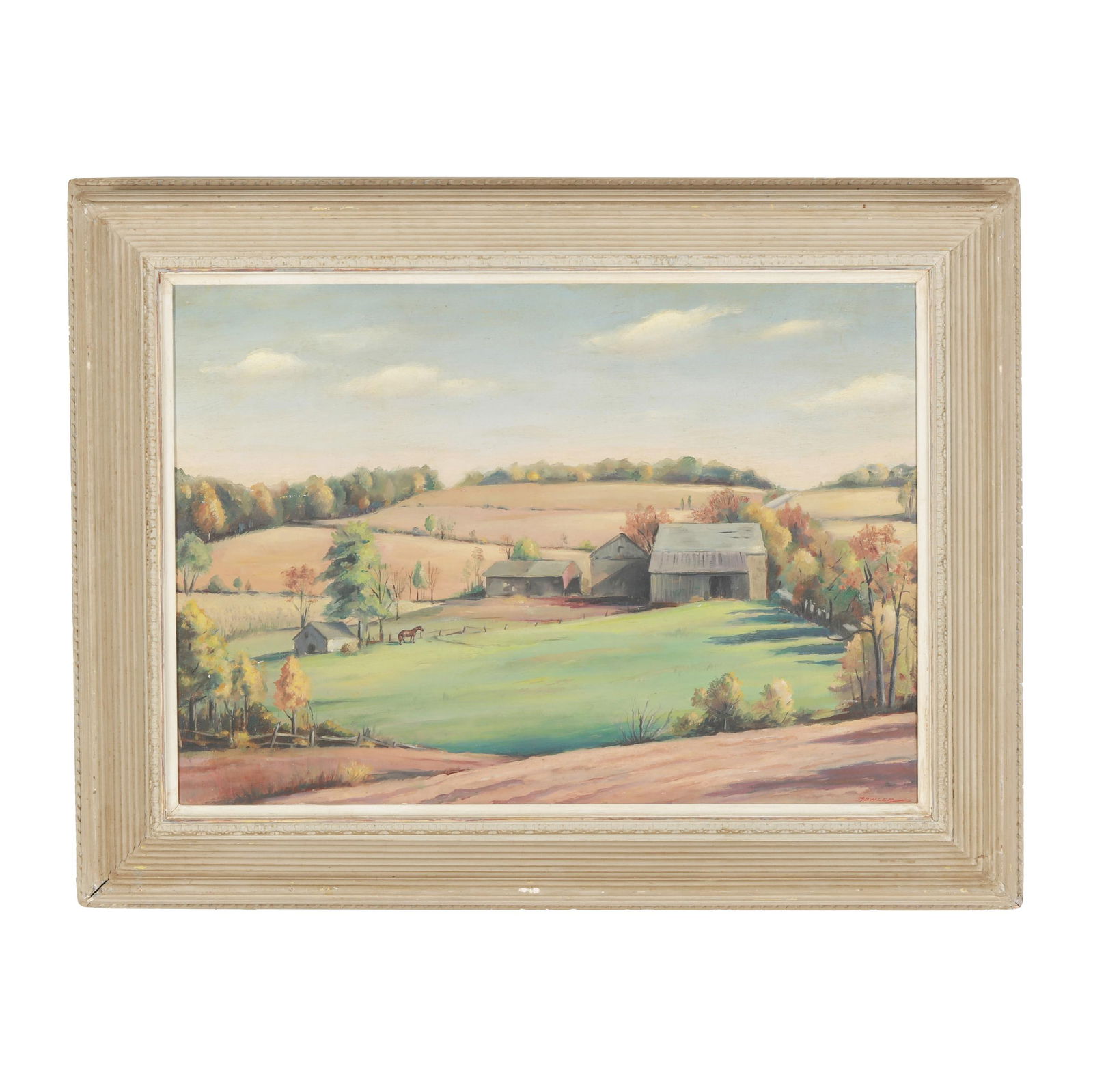 American School (20th Century), Rural Farm Scene, Signed (1 of 7)