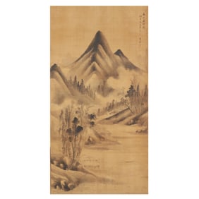 A Large Chinese Hanging Scroll of Mountain Landscape