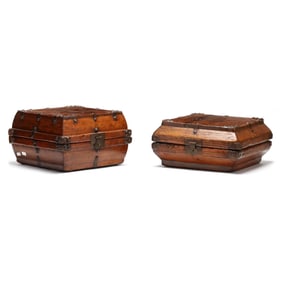 Two Chinese Square Lacquered Wood Boxes