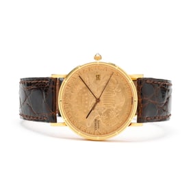 Gold Liberty Head $20 Double Eagle Coin Watch, Corum