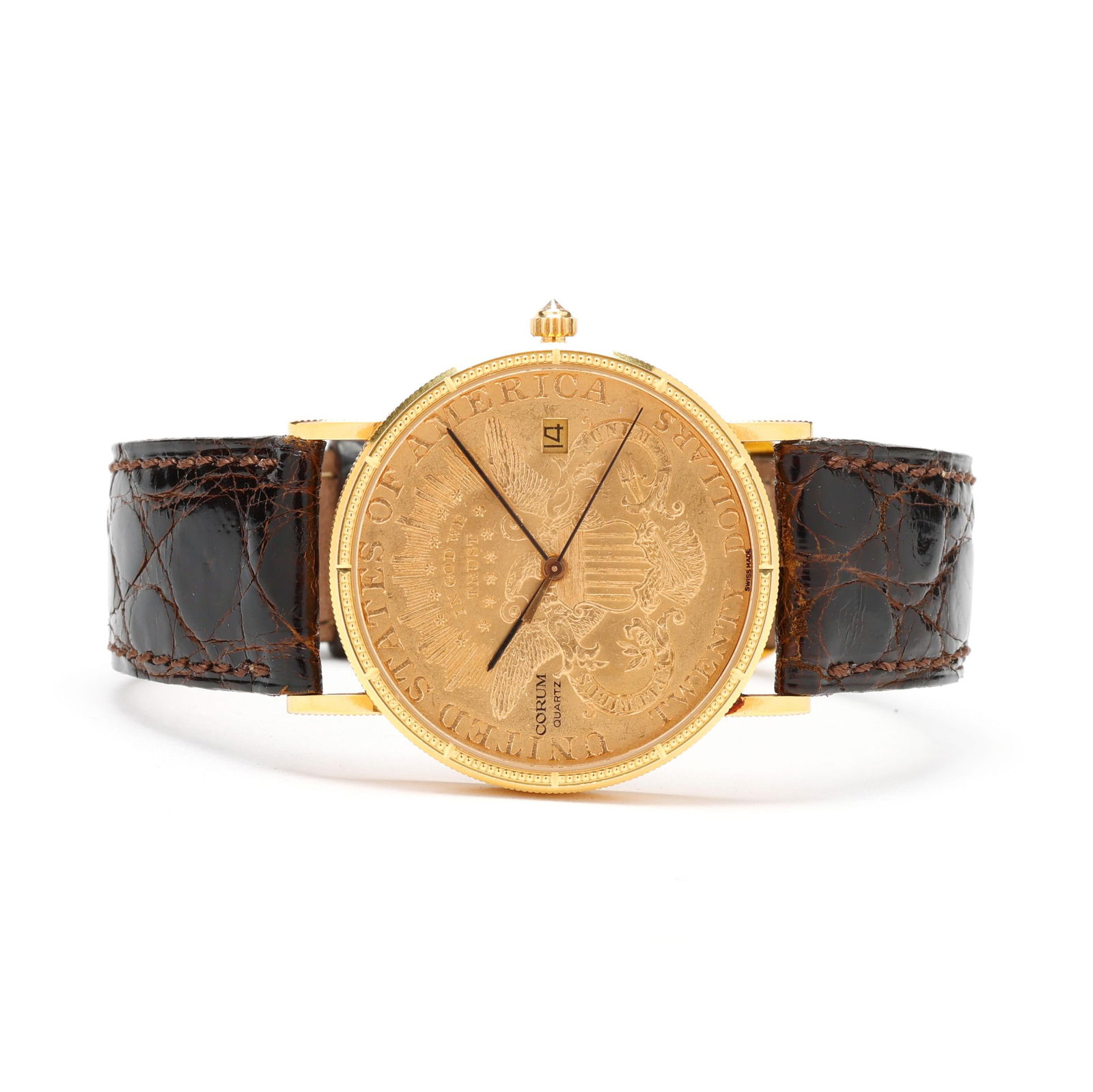 Gold Liberty Head $20 Double Eagle Coin Watch, Corum